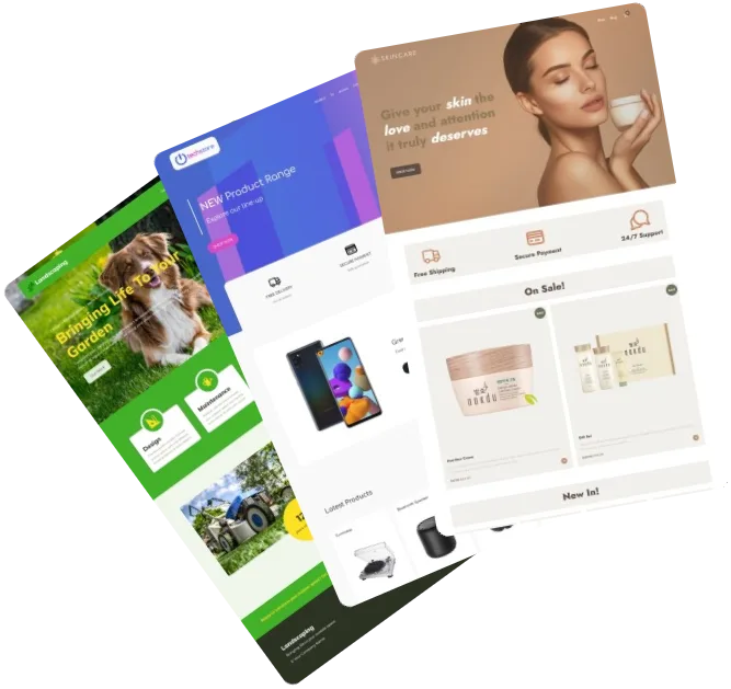 Collage aus Bildschirmen mit gestalteten Webseiten